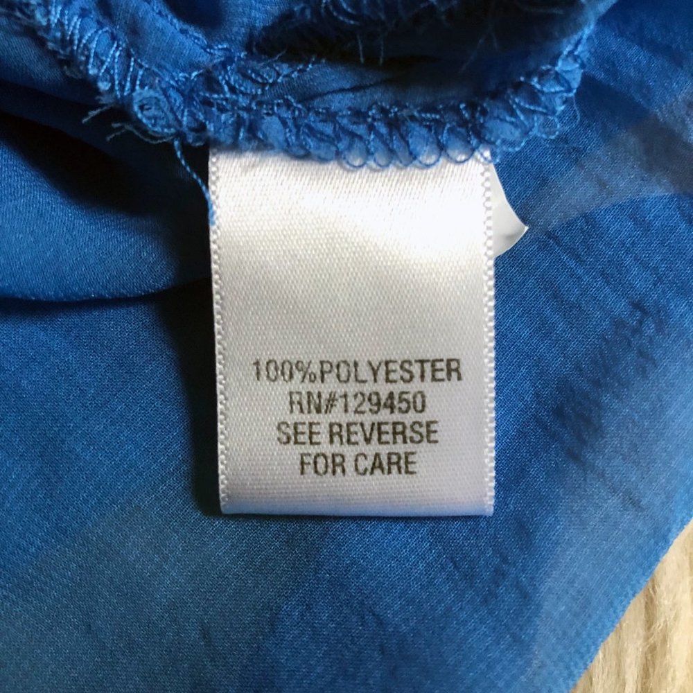 Apt. 9 Ocean Blue Sheer Roll Tab Sleeve Blouse | S - Picture 7 of 9